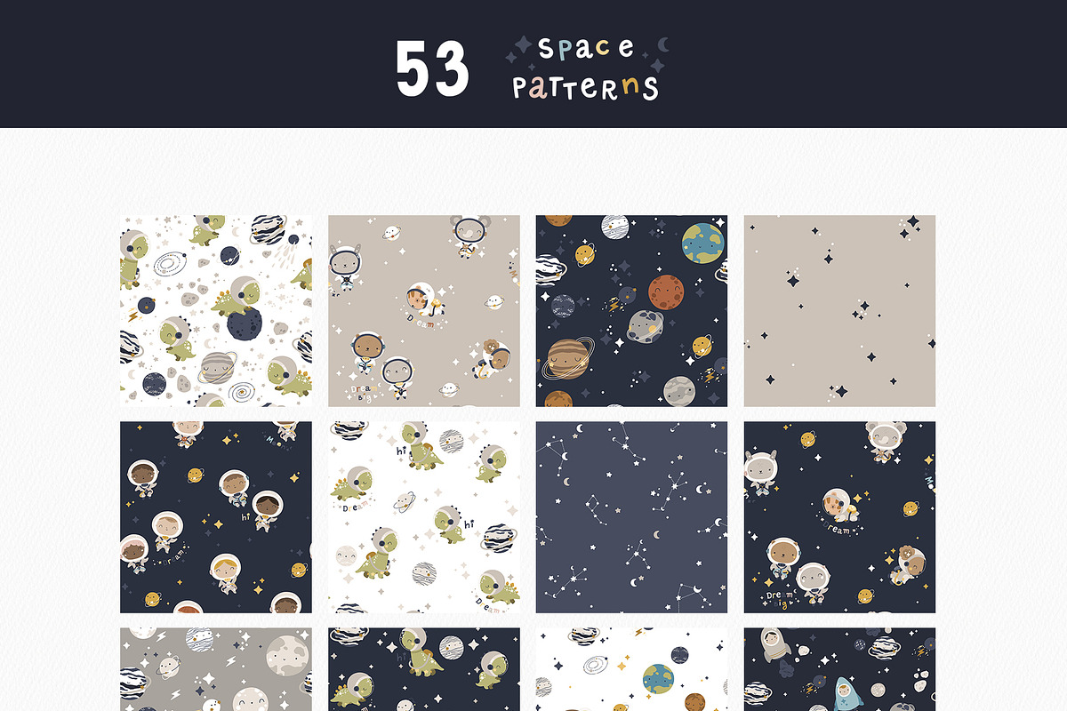 Space time Kids patterns, a Pattern Graphic by tatiletters (Photo 11 of 14)