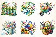 Watercolor Spring Garden Clipart, an Illustration by DreamCafeArt (Thumbnail 3 of 4)