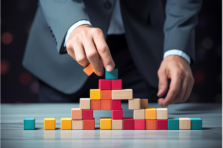 Businessman building a structure, a Business Photo by Ylivdesign