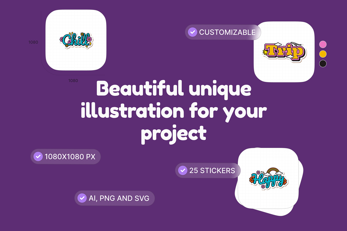 Groovy Sticker Element, an Object Graphic by Illustrava (Photo 3 of 9)