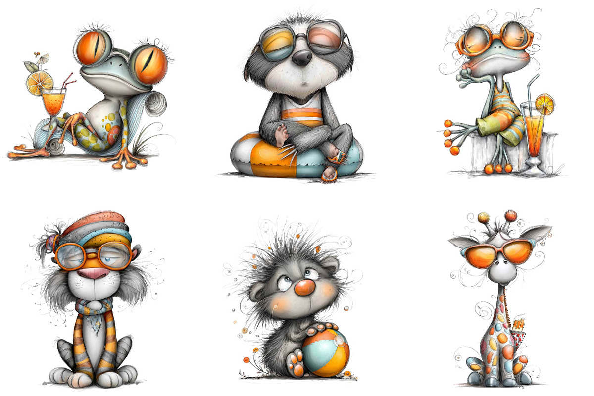 Whimsical Summer Animals Clipart, a Seasonal Illustration by fashionaddict (Photo 2 of 7)