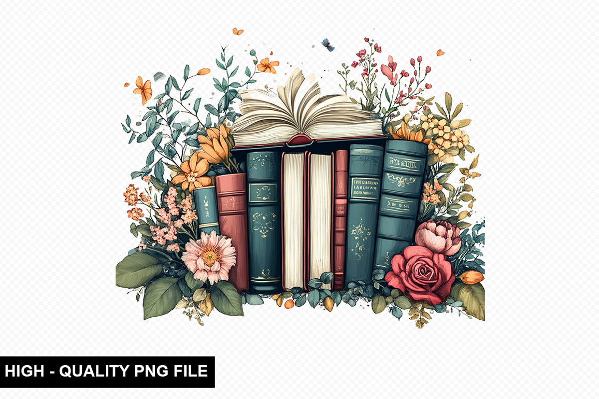 Watercolor Floral Book Clipart, an Illustration by crative8112 (Photo 3 of 9)