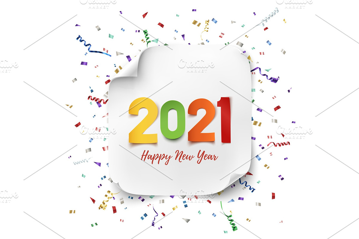 Happy New Year 2021. Colorful paper, an Object Graphic by Aleksandrs