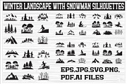 winter landscape snowman silhouettes, an Illustration by Amazin_art (Thumbnail 1 of 7)