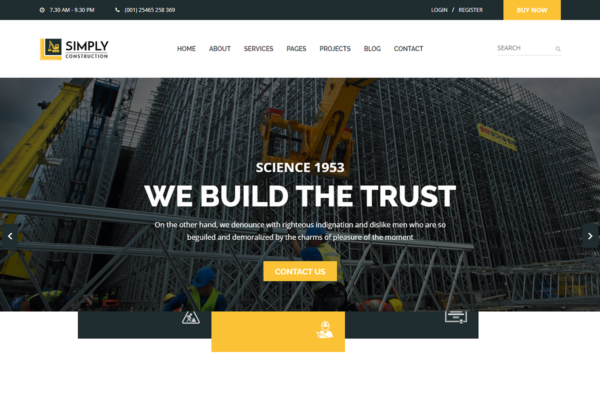 Construction HTML5 Template - Simply, a Bootstrap Template by HasThemes