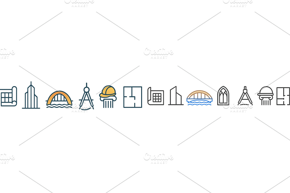 Collection of architectural icons, an Object Illustration by ZinetroN