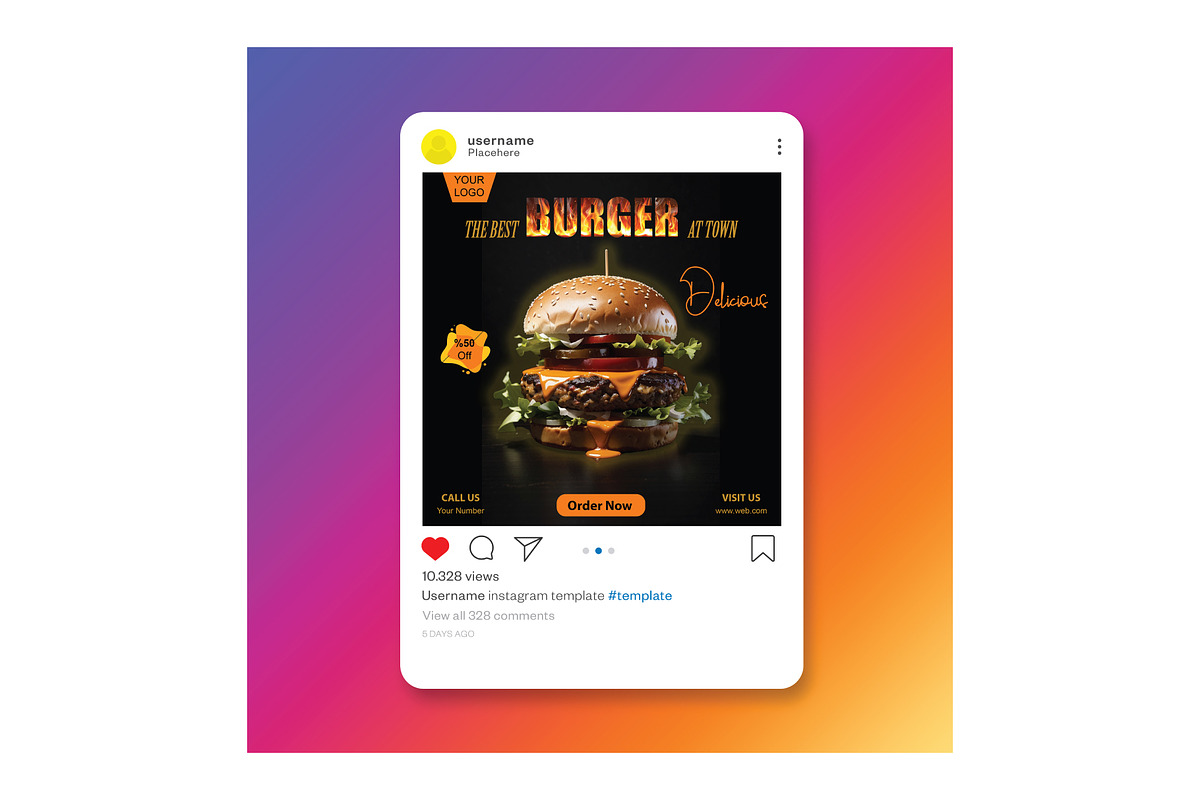 Burger Flyer Design Template, a Flyer Template by YUDesignStore (Photo 2 of 6)