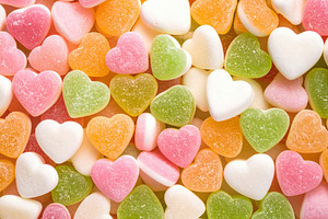 Colorful heart shaped gummy candies background, a Food & Drink Photo by Davizro's Market