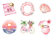 Pink Summer on the Beach Sublimation, an Illustration by DreamArtGraphic (Thumbnail 2 of 4)
