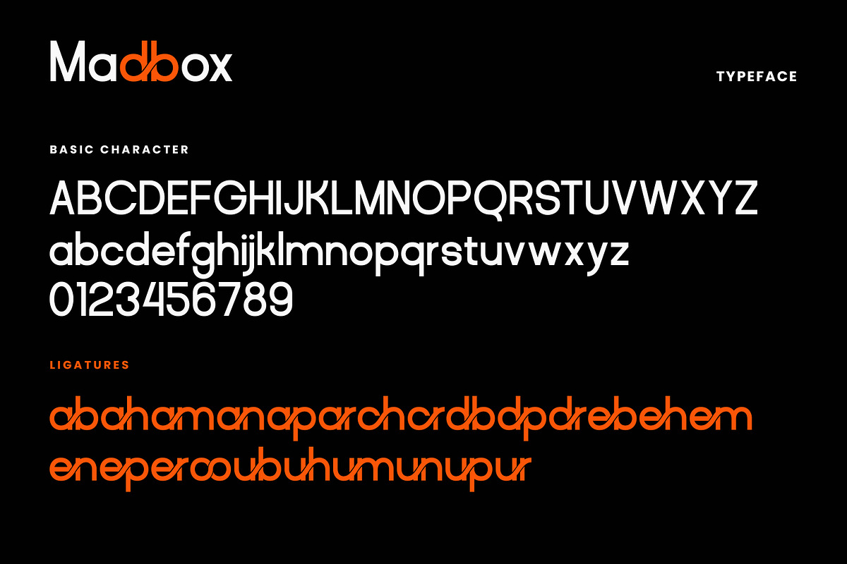 Madbox | Modern Ligature Sans Serif, a Sans Serif Font by Mahesans Co (Photo 8 of 10)