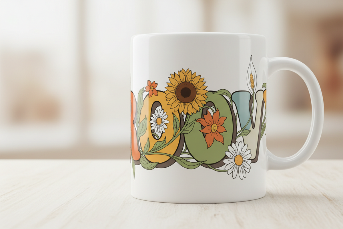 Groovy Floral Letter Typography, a Person Illustration by Gfx_Store (Photo 2 of 3)