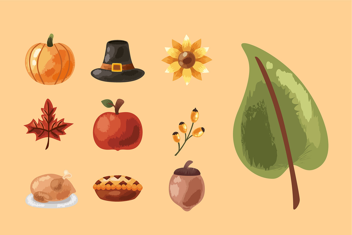 Autumn Thanksgiving Watercolor Set