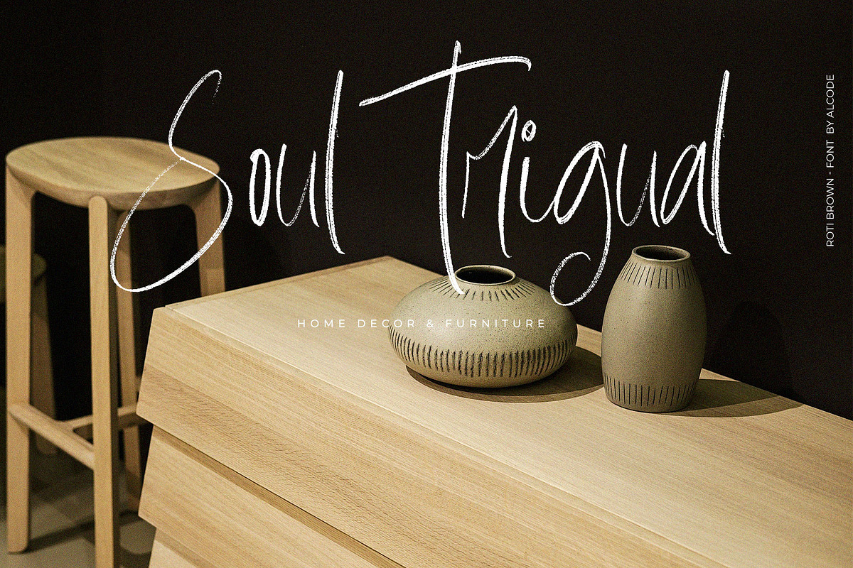 Roti Brown With 6 Editable logo, a Script Font by Alcode (Photo 3 of 15)