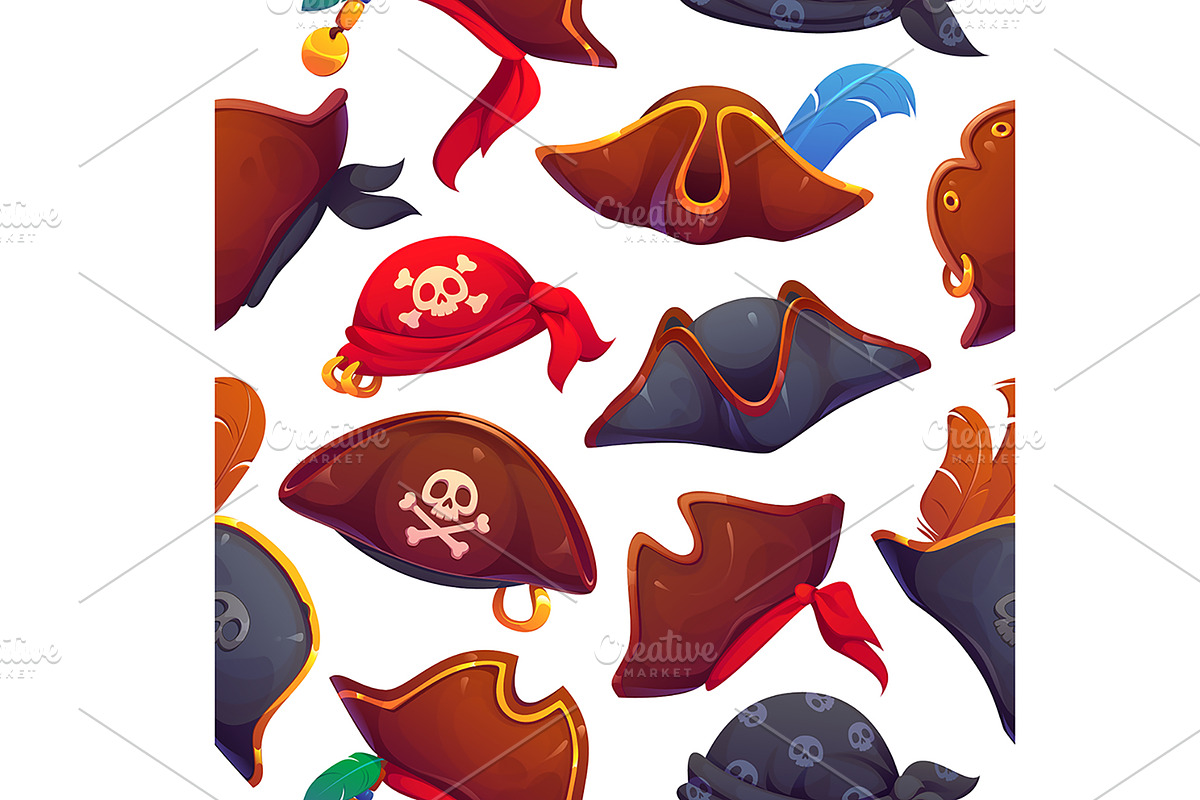 Pirate tricorn hats seamless pattern, a Texture Illustration by Vector Tradition (Photo 2 of 3)