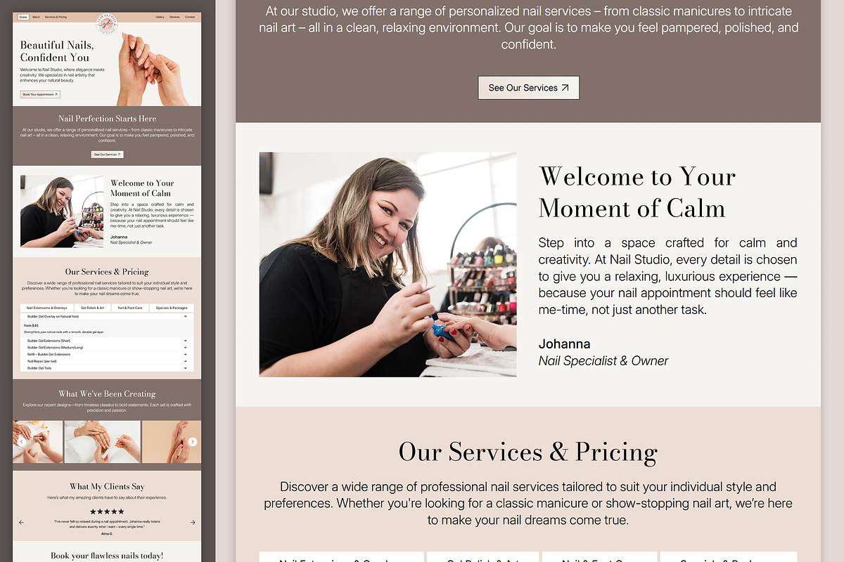 Nail Salon Wix Studio Website preview 5