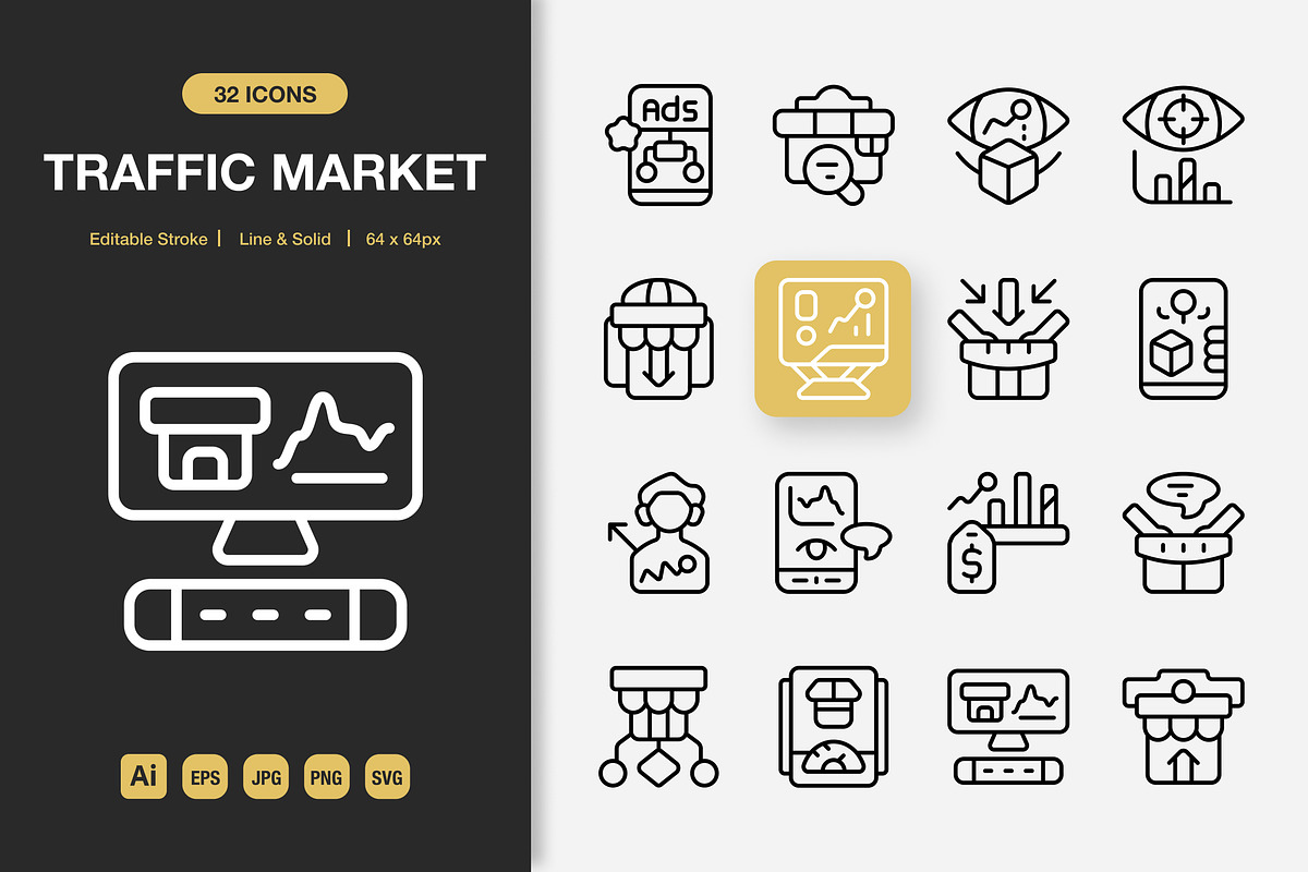 Traffic Market Icons, an Icon by Spacepixel Creative (Photo 1 of 3)