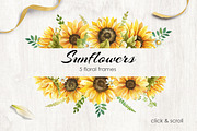 Sunflowers Watercolor Collection, an Illustration by Dervik Art Store (Thumbnail 6 of 8)