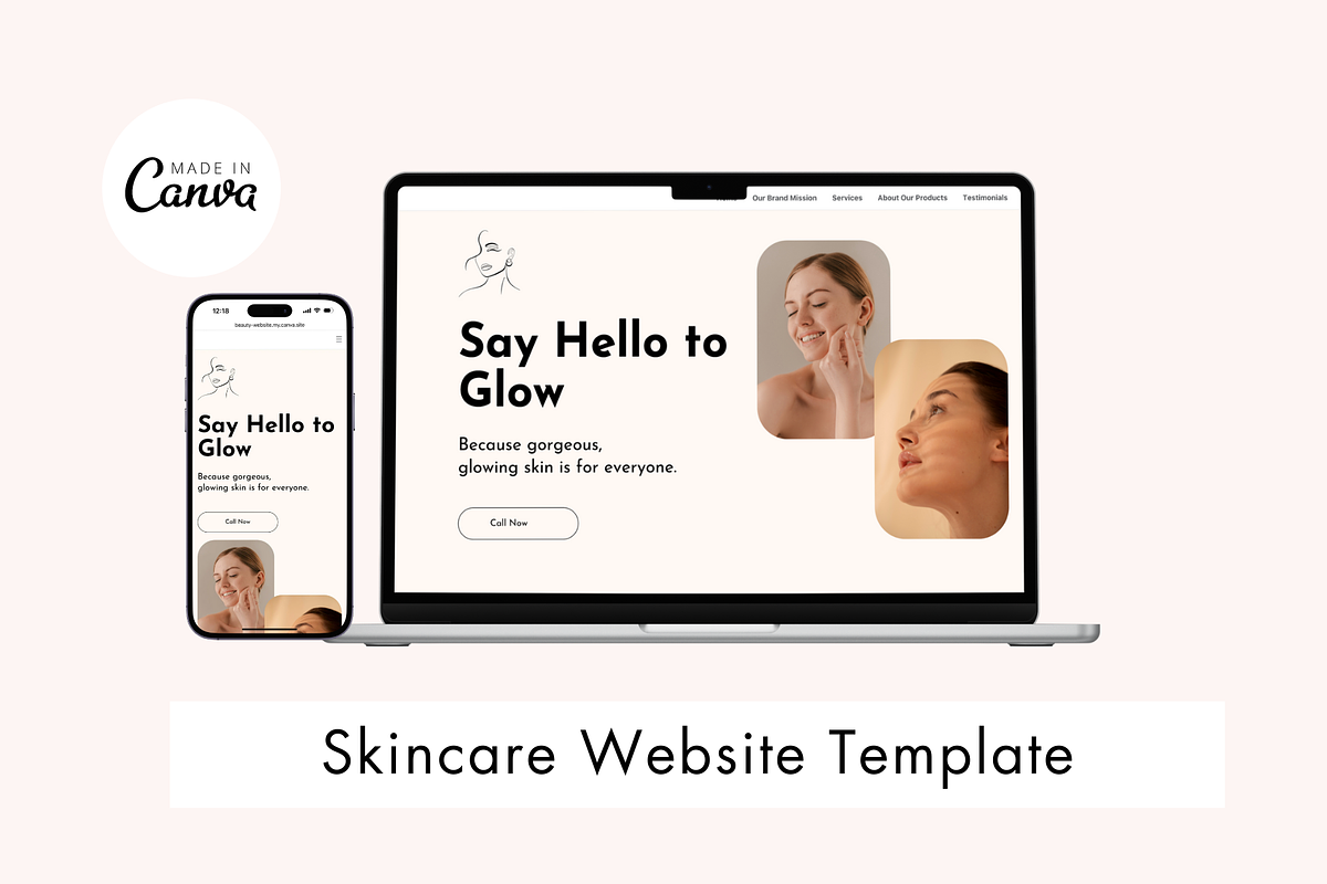 Modern Skincare Website Template, a Landing Page Template by Adored Templates (Photo 1 of 10)