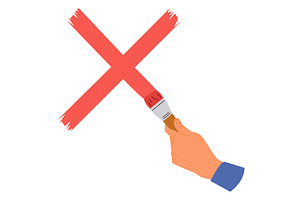 Hand with paintbrush drawing red, an Object Illustration by Vectorbuum