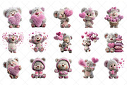Quirky Valentine Teddy Bear Clipart, an Illustration by SinaCreation (Thumbnail 2 of 7)