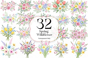 Spring Wildflower PNG Clipart Set., an Object Illustration by KennedyStudio