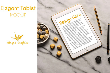 Mockup: Elegant IPAD on marble