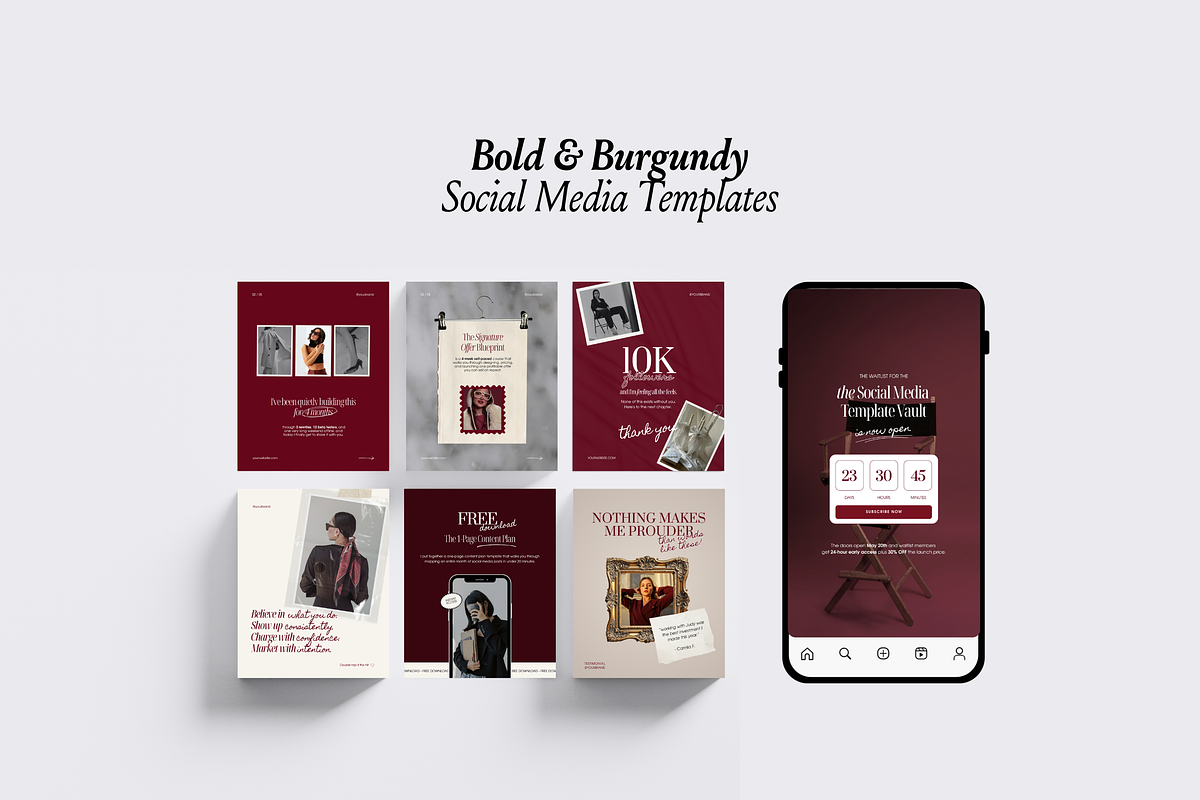 Bold & Burgundy Instagram Templates, a Social Media Template by CanvaTemplateClubCo (Photo 7 of 10)