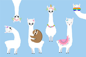 Cartoon Kawaii Llama Illustration