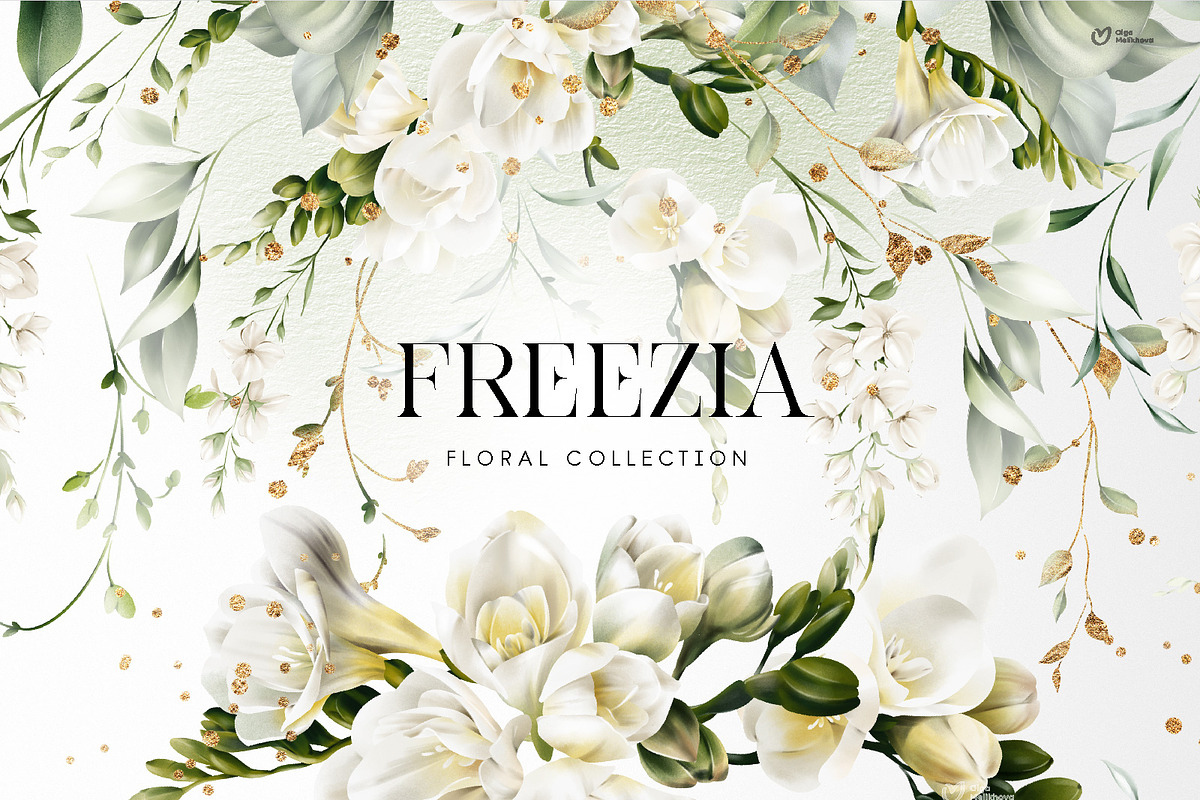 White flowers, Freesia, an Object Illustration by ollalya (Photo 1 of 10)