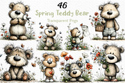 Whimsical Spring Teddy Bear Clipart, an Illustration by Craft Nest (Thumbnail 1 of 12)