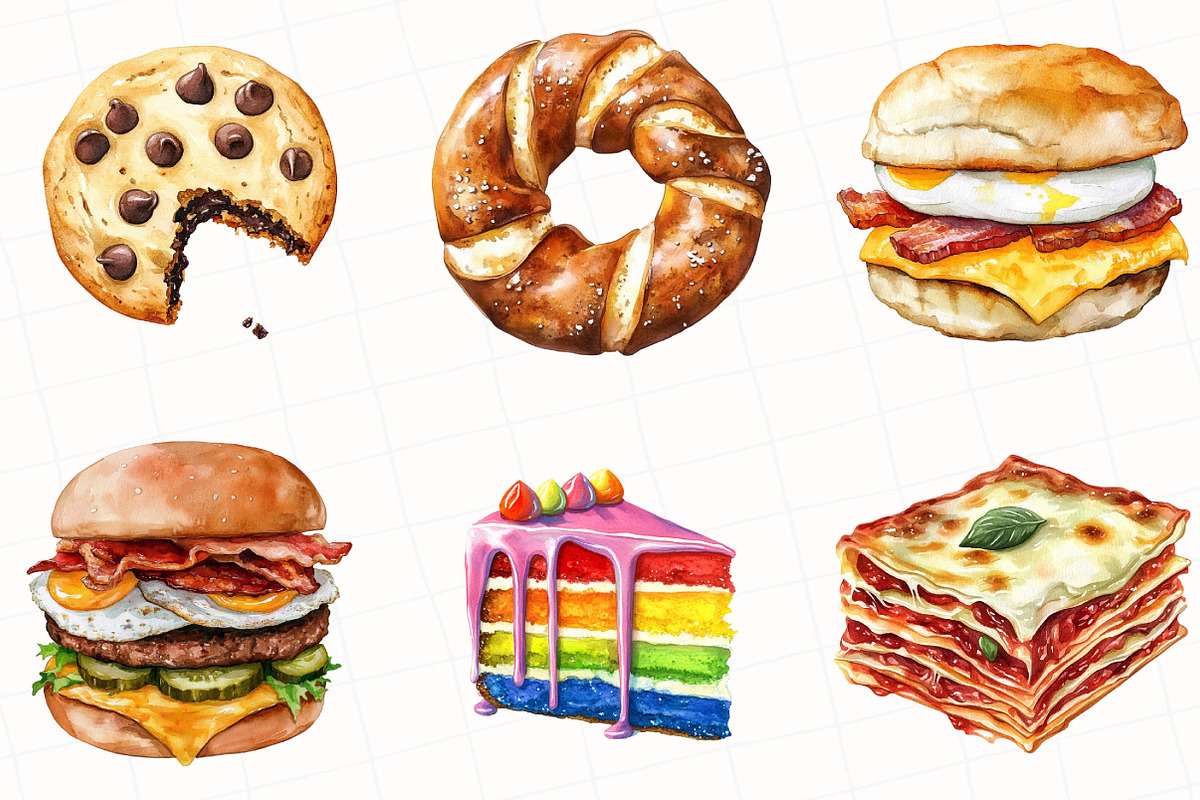Junk Food Watercolor Clipart, an Illustration by OK Design (Photo 4 of 5)