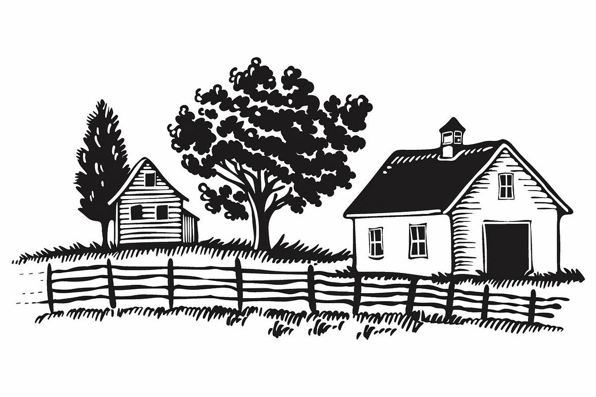 Farmhouse scene silhouette vector, an Icon by Amazin_art (Photo 9 of 13)