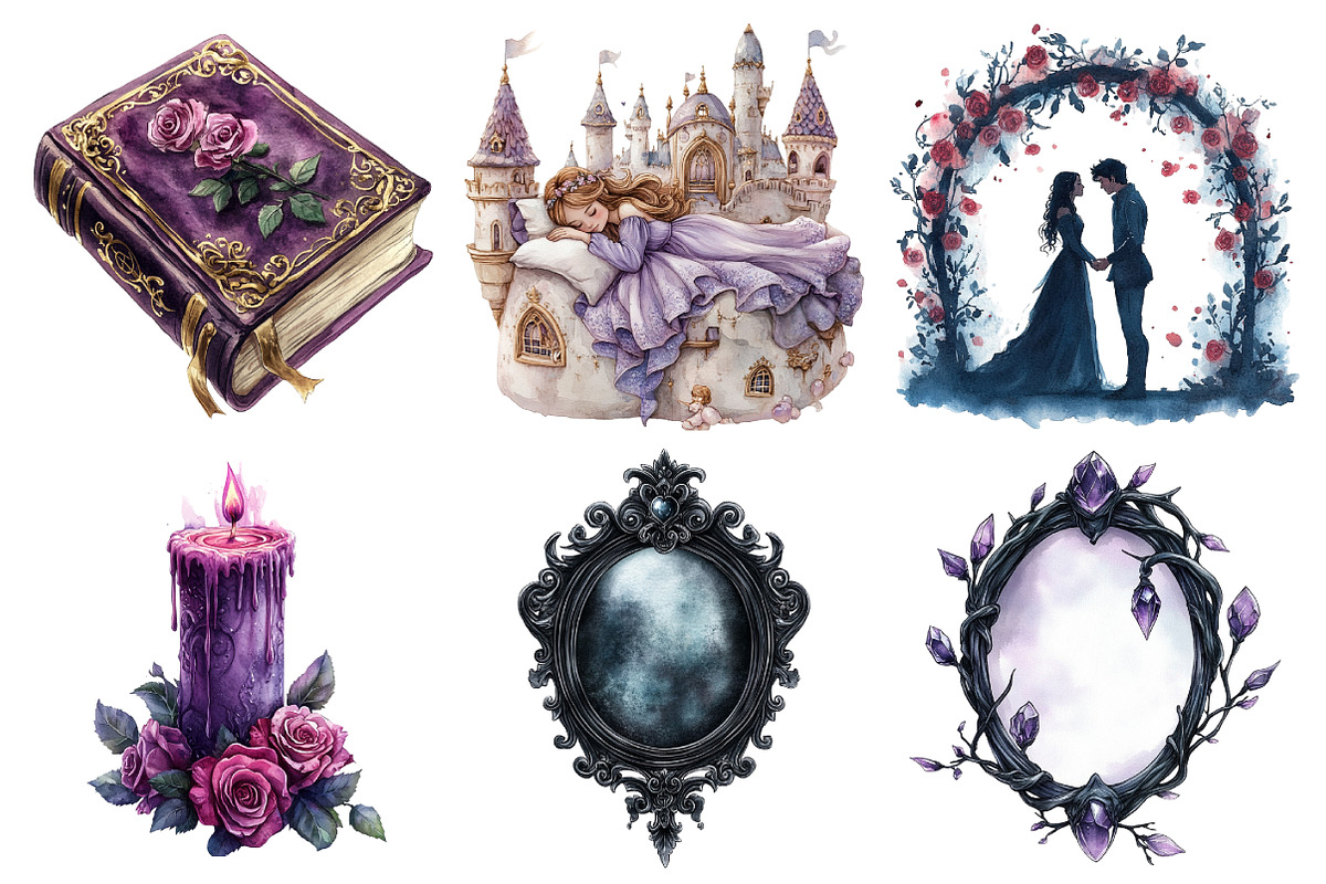 Watercolor Sleeping Beauty Clipart, an Illustration by Daily.Designs (Photo 3 of 5)