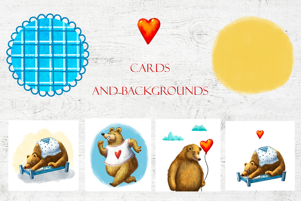 Bear in Love - Clipart Set, an Animal Illustration by Mashamashastu (Photo 4 of 8)