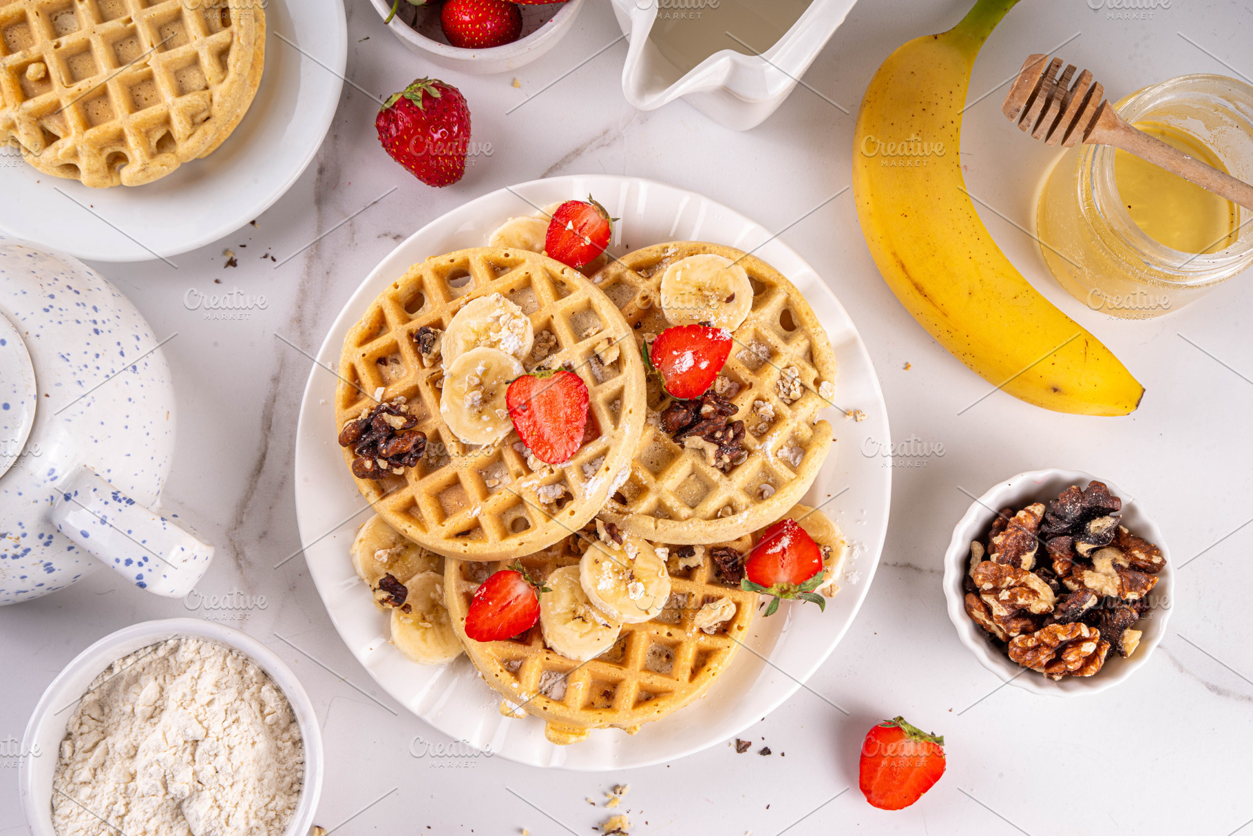Healthy Gluten Free Banana Oats Waffles, a Food & Drink Photo by Rimma