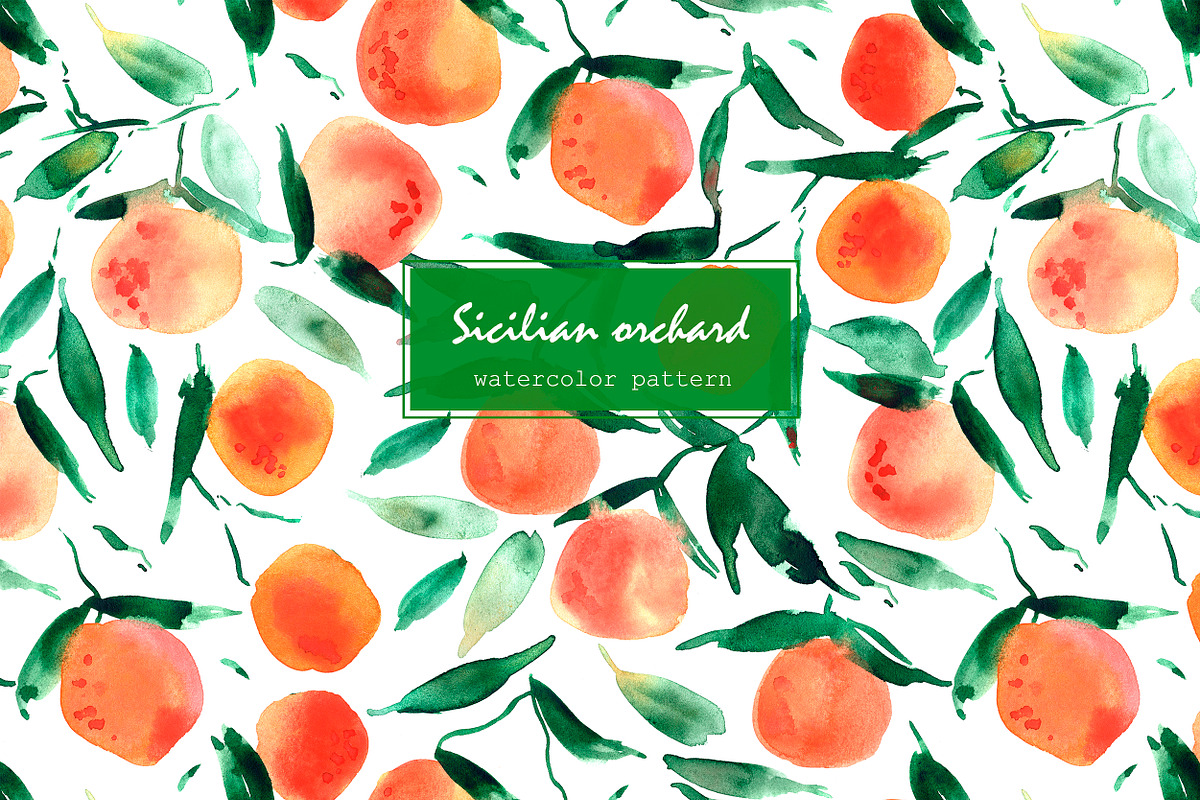 Sicilian orchard - seamless pattern, a Pattern Graphic by Katerina Tova (Photo 1 of 11)