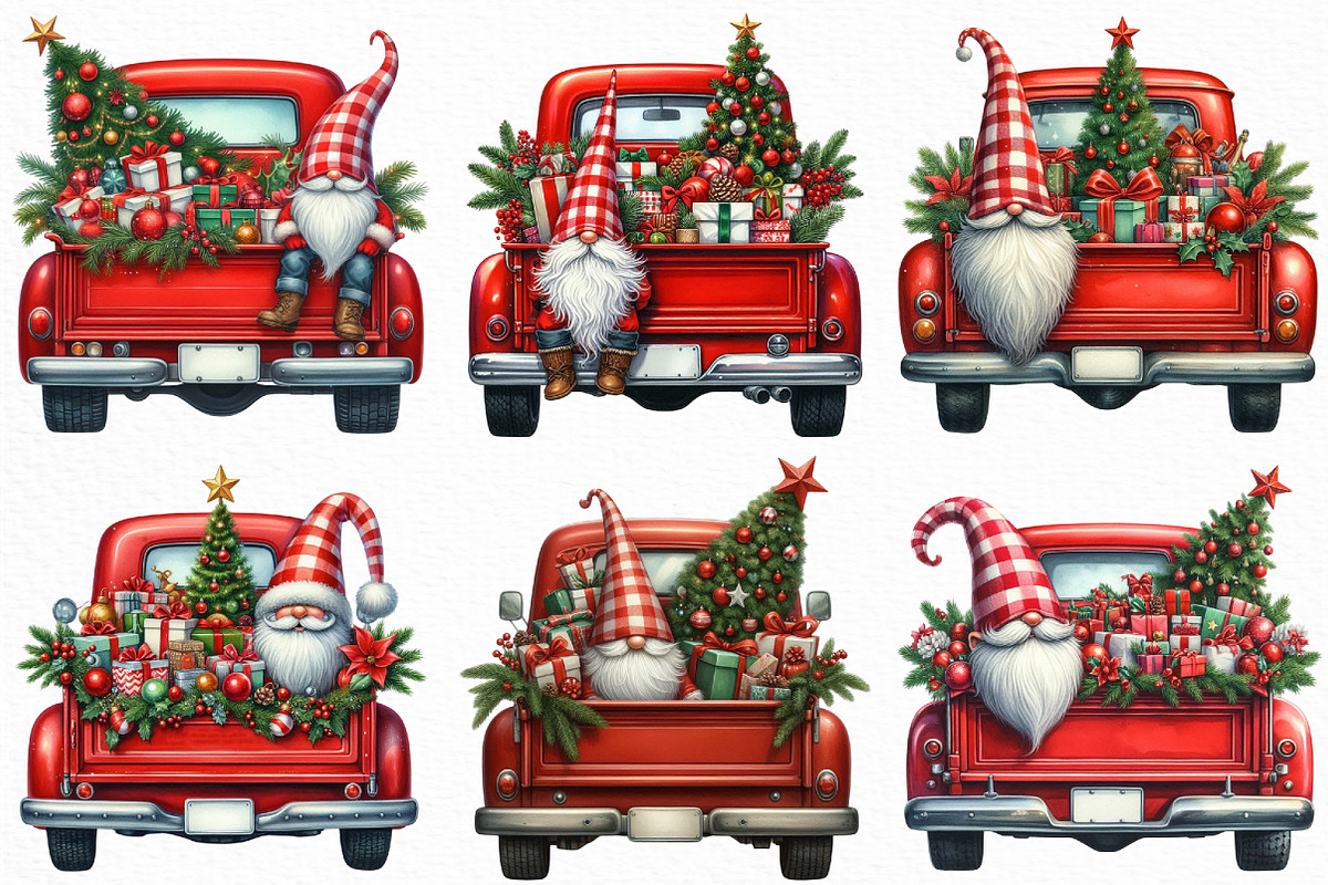 Merry Christmas Truck PNG Clipart, an Illustration by Craft Nest (Photo 3 of 5)