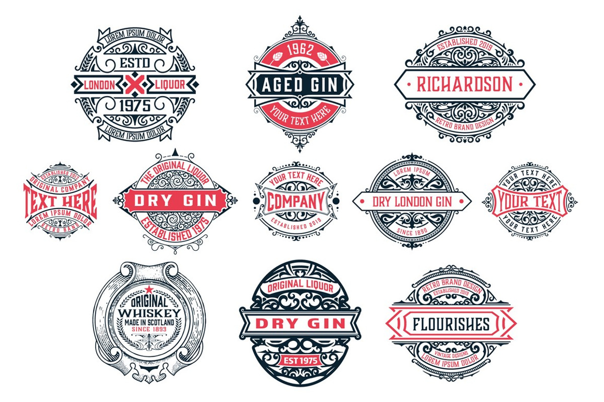 Set of 11 Vintage Logos and Badges, a Branding & Logo Template by OneVectorStock