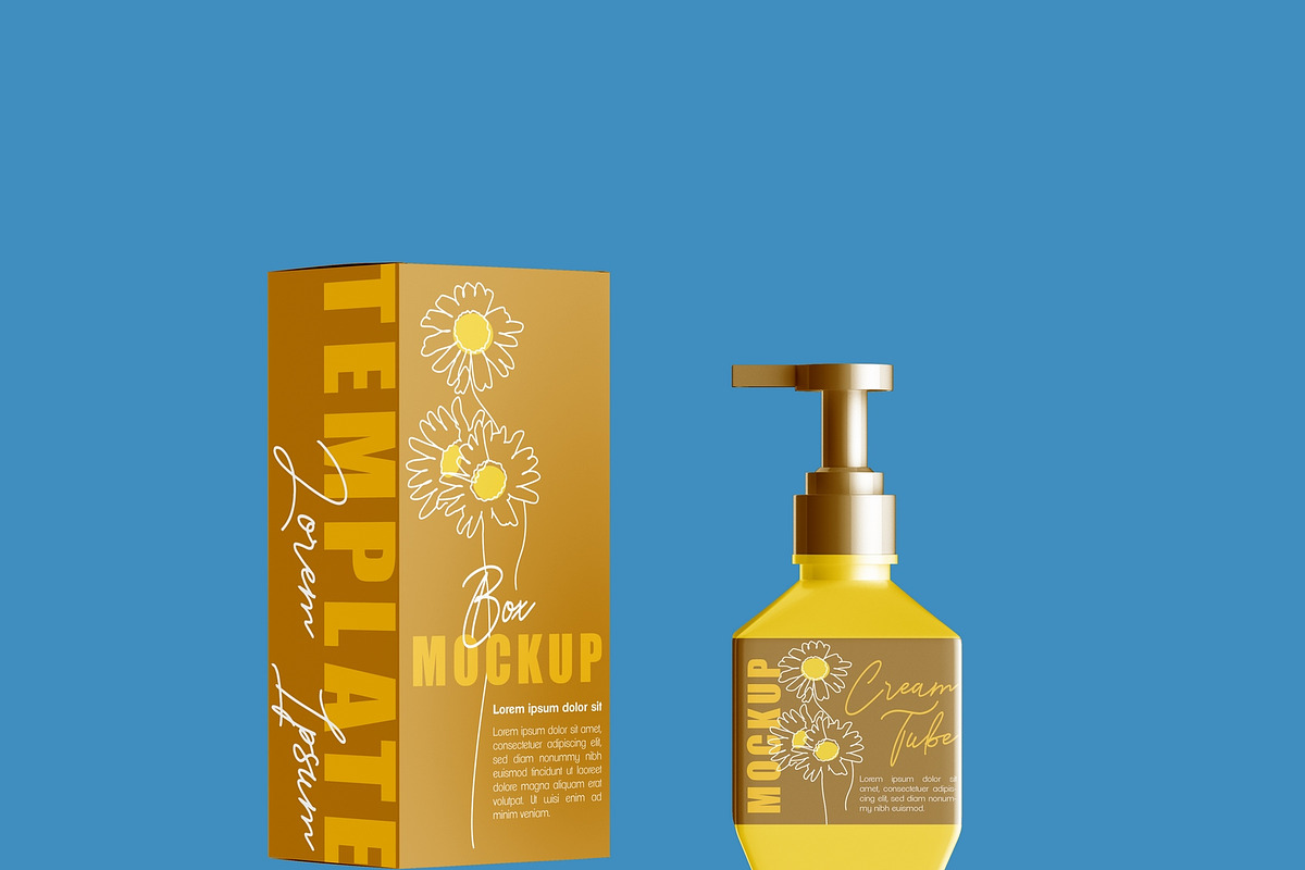 Cream Bottle with Box Mockup, a Mockup by OneVectorStock (Photo 8 of 10)