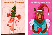 12 Christmas Postcards, an Animal Illustration by Ovocheva (Thumbnail 11 of 12)