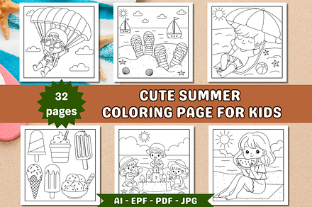Cute Summer Coloring Page