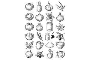 Mediterranean Cooking Ingredients, an Object Graphic by nikagraphic
