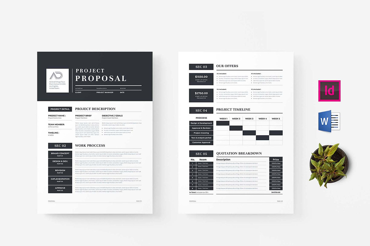 Proposal | MS Word & Indesign, a Stationery Template by design_hut (Photo 1 of 7)