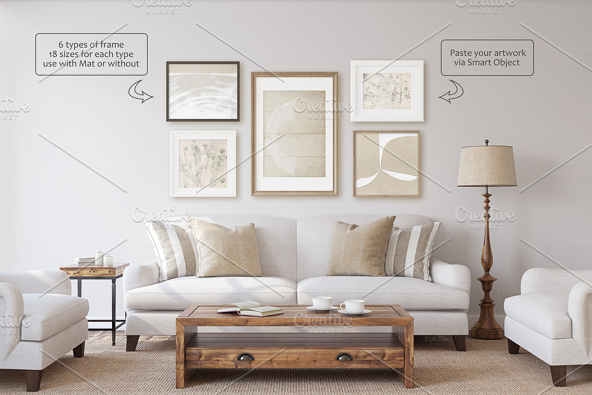 FARMHOUSE STYLE Wall&Frame Mockups, a Poster Template by MyHomeMockups (Photo 5 of 12)