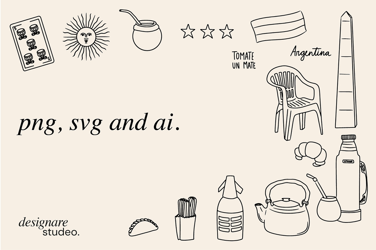 Argentina Hand Drawn Illustrations, a Decorative Illustration by ginni illustrations (Photo 5 of 5)