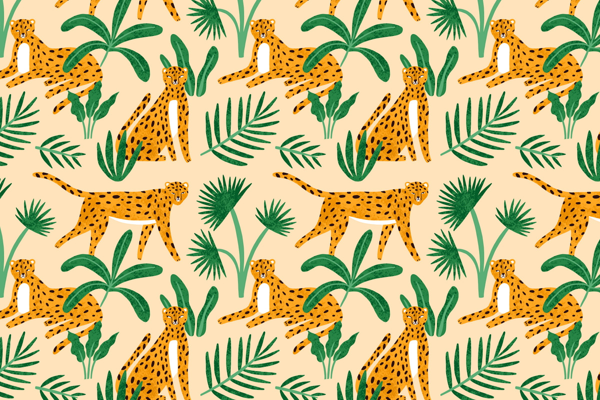 Wild cats seamless patterns, a Pattern Graphic by Good Studio