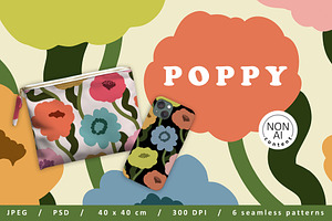 Poppy. Seamless pattern