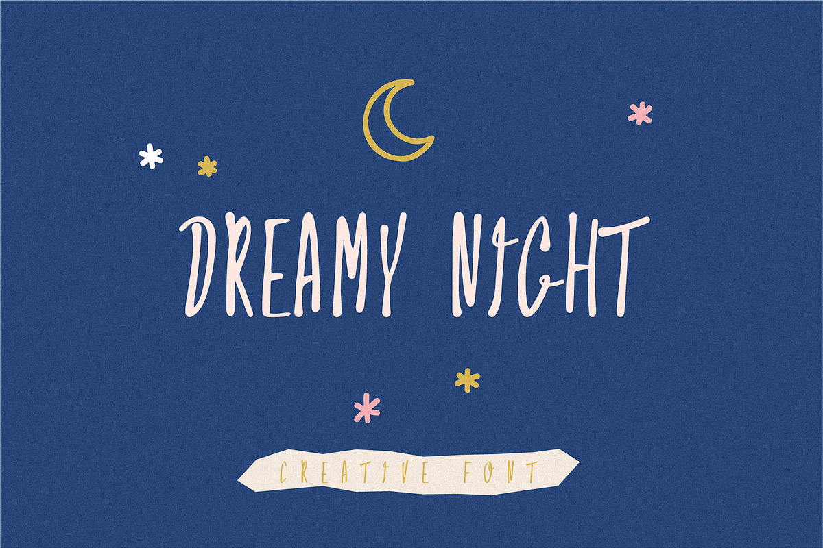 DREAMY NIGHT Creative Font, a Sans Serif Font by CuteDreamyDesign (Photo 1 of 11)