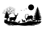 Wildlife Forest Silhouette Vector Bu, an Illustration by Designs_River (Thumbnail 11 of 51)