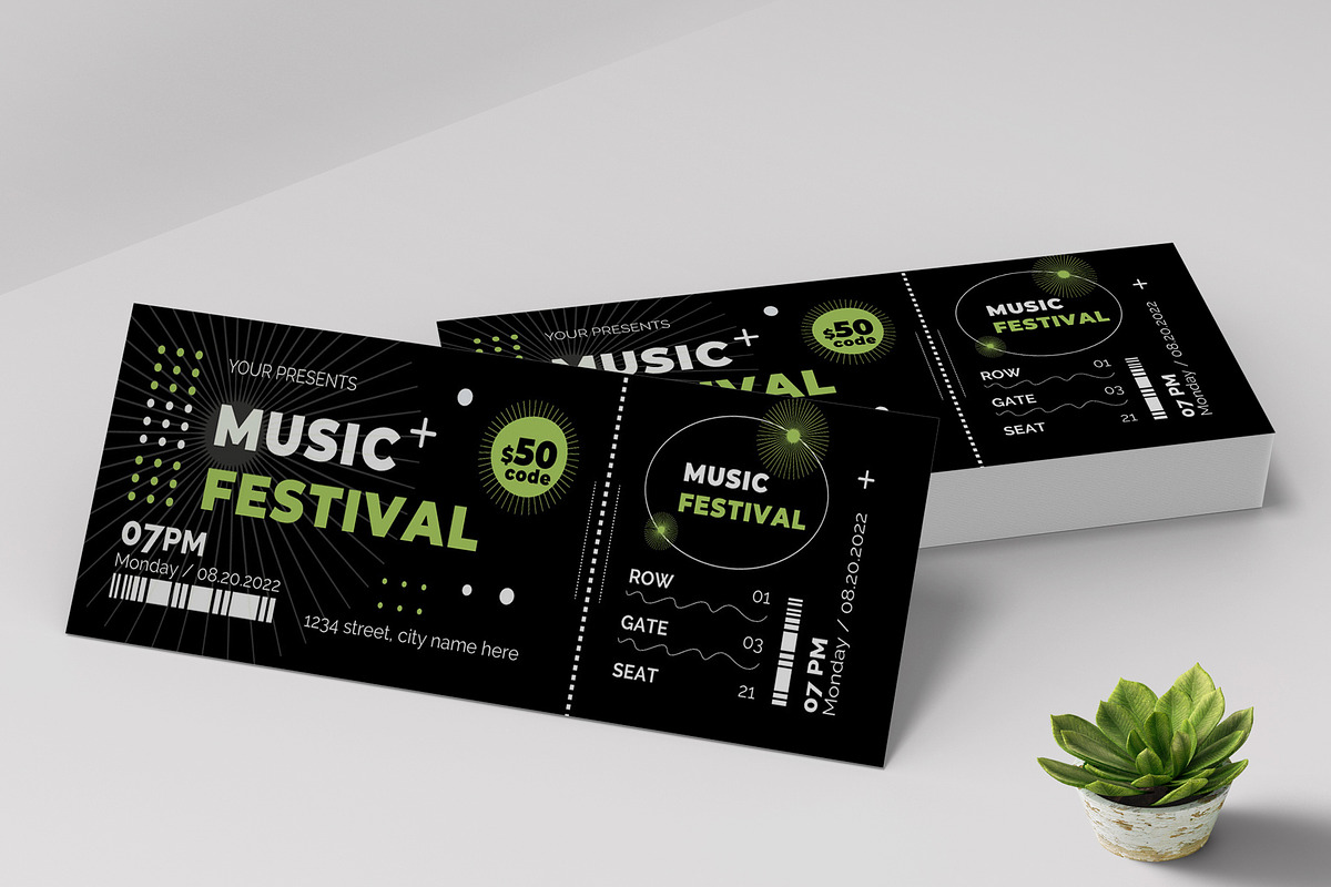 Music Festival Party Ticket, a Stationery Template by MightyDesign (Photo 1 of 6)
